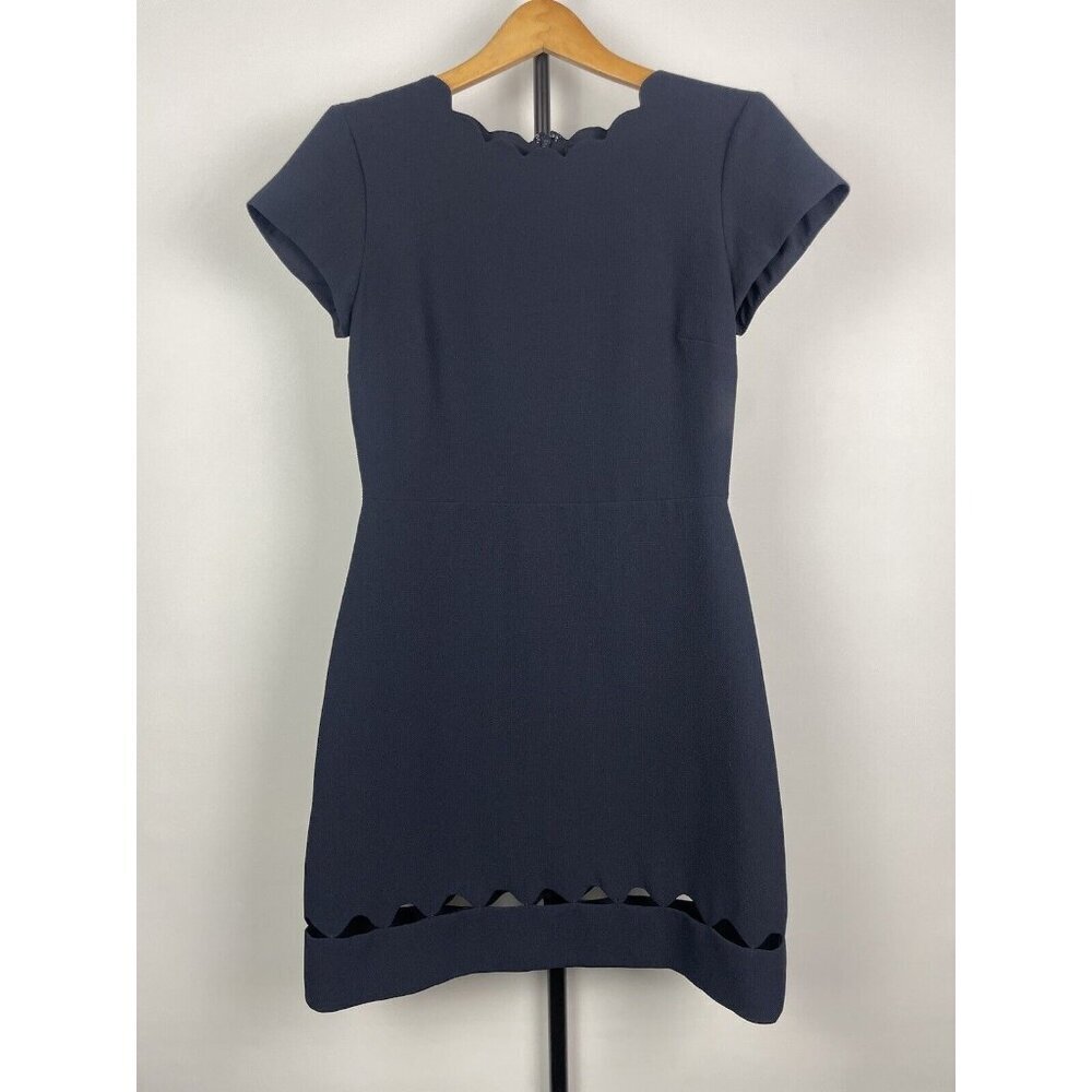 Club Monaco Navy Blue Milancey Scallop Neckline Short Sleeve Lined Mini Dress 2